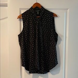 Ralph Lauren Black Blouse with White Dots